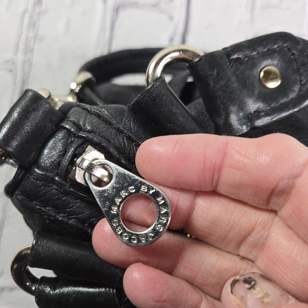 Vtg Y2k Marc by Marc Jacobs black leather bag purse - Picture 4 of 12